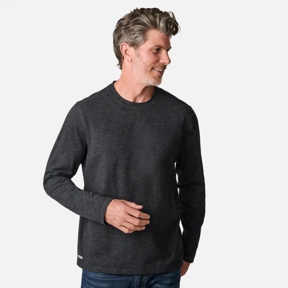 MSRP $52 Free Country FreeCycle Men's XXL Black Spacedye Long Sleeve Shirt Crew